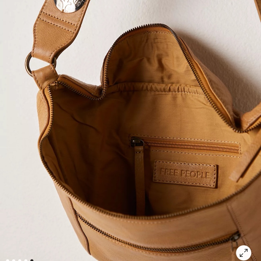 Free People Tan Leather Crossbody Belt Bag with Studded Strap - Picture 6 of 14